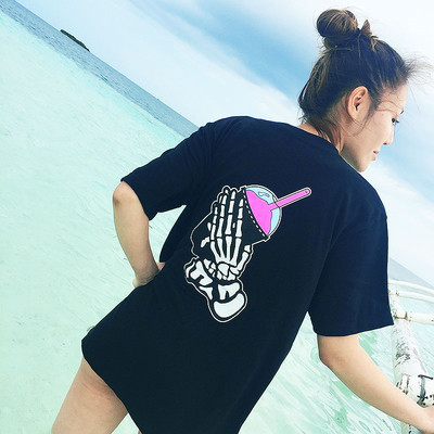 Ежедневен дамски блузон с изображение и 3/4 ръкав, в бял и черен цвят