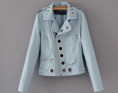 Хит! Дамско кожено яке с интересни кръгли метални орнаменти - 5 цвята