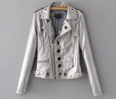 Хит! Дамско кожено яке с интересни кръгли метални орнаменти - 5 цвята