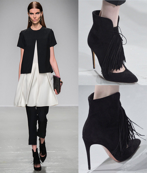 Πολύ κομψά και πολυτελή γυναικεία παπούτσια υψηλών τακουνιών με κρεμαστή φούντα