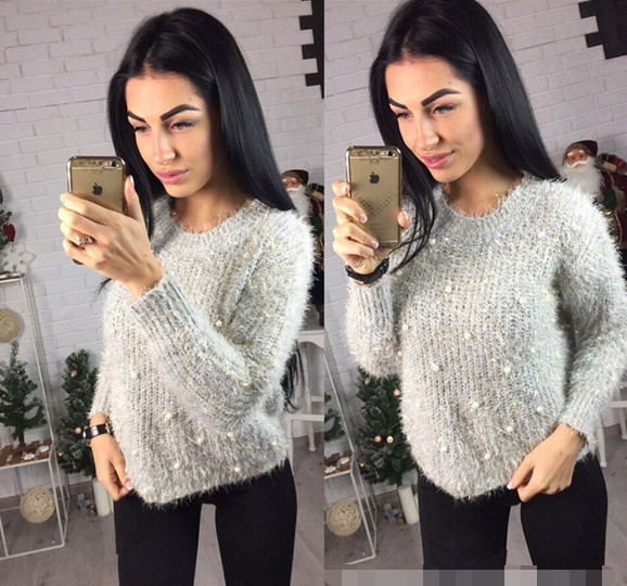 Πολύ κομψό γυναικείο πουλόβερ  με πολλές χρωματιστές χάντρες