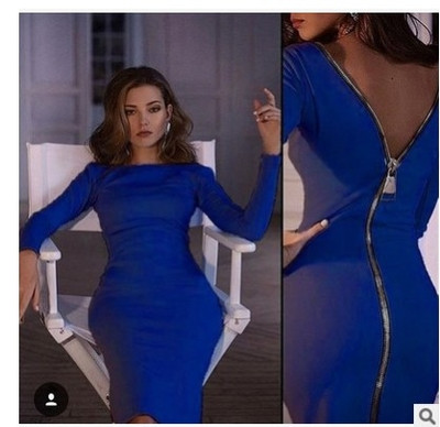 Γυναικεία φόρεμα με δαντέλα σε σχήμα O, μακριά μανίκια και φερμουάρ στην πλάτη