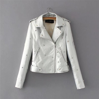 Τελευταίο κομψό γυναικείο δερμάτινο μπουφάν - 5 χρώματα