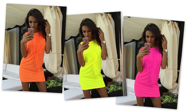 Γυναικείο φόρεμα  με κρεμαστά σκελίδες σε αφρώδη χρώματα