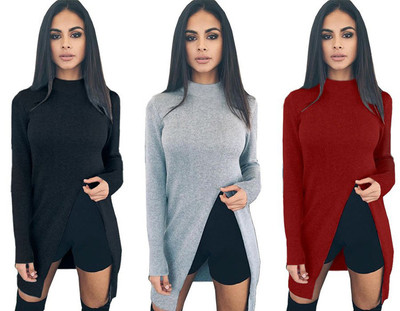 Μοντέρνο και κομψό γυναικείο πουλόβερ  με ενδιαφέρουσα σχισμή - 3 χρώματα