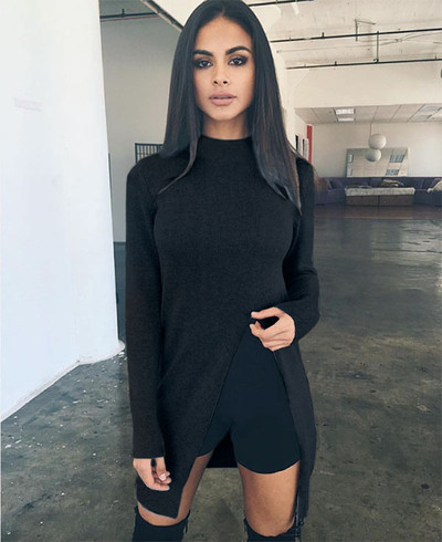 Μοντέρνο και κομψό γυναικείο πουλόβερ με ενδιαφέρουσα σχισμή - 3 χρώματα