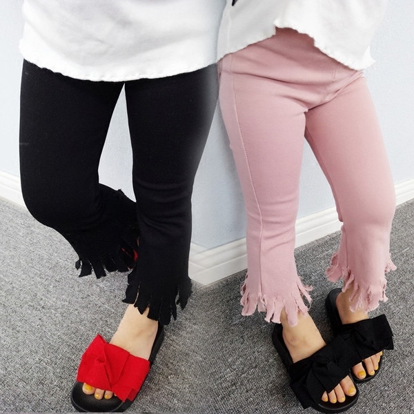 Γλυκό παιδικό παντελόνι για κορίτσια σε ροζ και μαύρο χρώμα