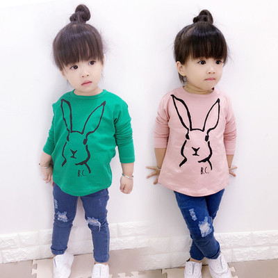 Широка детска блуза за момичета в розов и зелен цвят с изображение