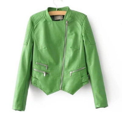 Актуално дамско кожено яке с декоративни ципове - 2 цвята