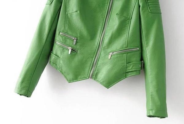 Γυναικείο δερμάτινο μπουφάν με διακοσμητικά φερμουάρ - 2 χρώματα