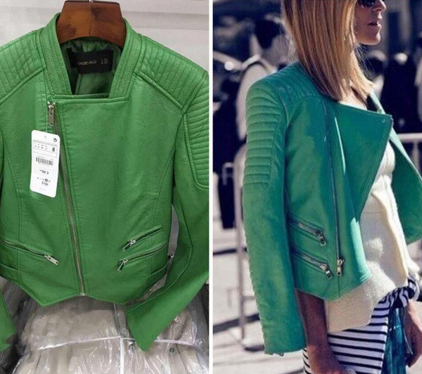 Γυναικείο δερμάτινο μπουφάν με διακοσμητικά φερμουάρ - 2 χρώματα