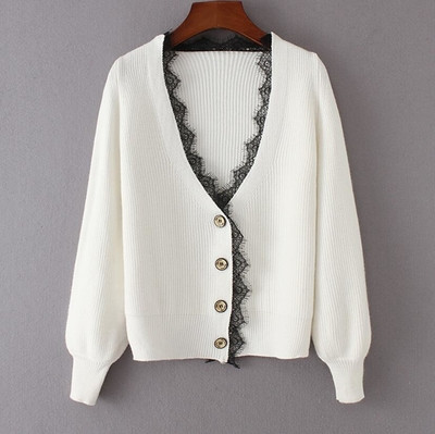 Γυναικεία ζακέτα σε τέσσερα διαφορετικά χρώματα με λεπτή, κομψή δαντέλα