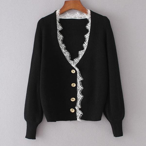 Γυναικεία ζακέτα σε τέσσερα διαφορετικά χρώματα με λεπτή, κομψή δαντέλα 