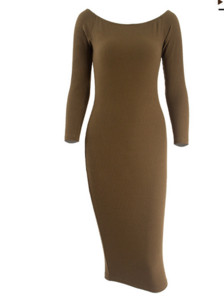 Καθημερινό γυναικείο φόρεμα  με έναν ώριμο ώμο και ένα μακρύ μανίκι - πολλά χρώματα