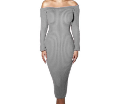 Καθημερινό γυναικείο φόρεμα  με έναν ώριμο ώμο και ένα μακρύ μανίκι - πολλά χρώματα