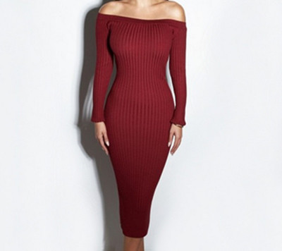 Καθημερινό γυναικείο φόρεμα  με έναν ώριμο ώμο και ένα μακρύ μανίκι - πολλά χρώματα