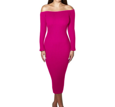 Καθημερινό γυναικείο φόρεμα  με έναν ώριμο ώμο και ένα μακρύ μανίκι - πολλά χρώματα