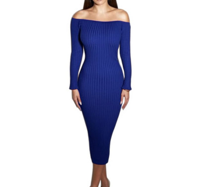 Καθημερινό γυναικείο φόρεμα  με έναν ώριμο ώμο και ένα μακρύ μανίκι - πολλά χρώματα