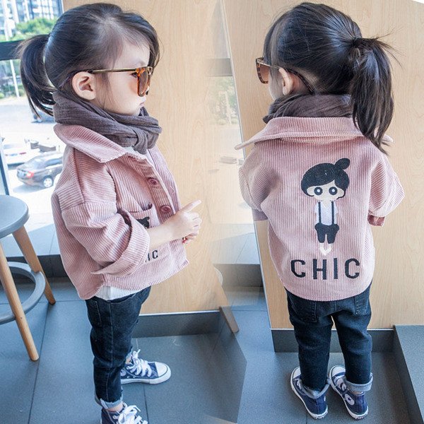 Παιδικό μπουφάν για τα κορίτσια σε δύο χρώματα με εικόνα