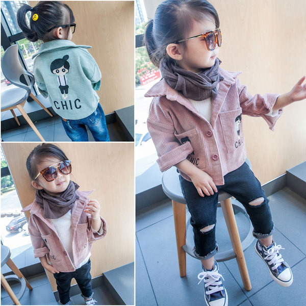 Παιδικό μπουφάν για τα κορίτσια σε δύο χρώματα με εικόνα