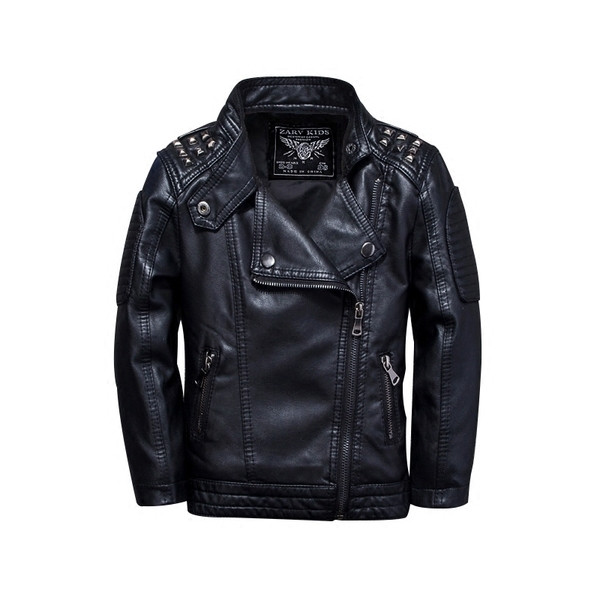 Кожено детско яке за момчета в черен цвят и в два модела - тънко и дебело