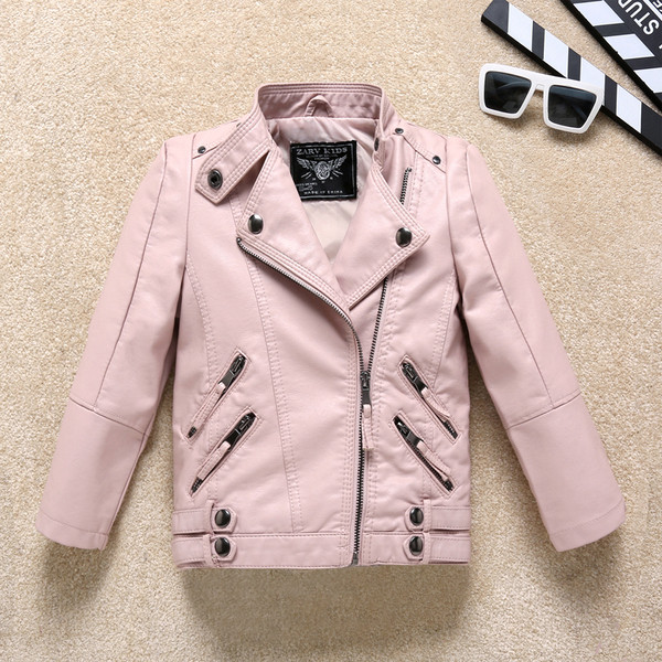 Δερμάτινι μπουφάν για αγόρια με φερμουάρ σε ροζ και μαύρο χρώμα
