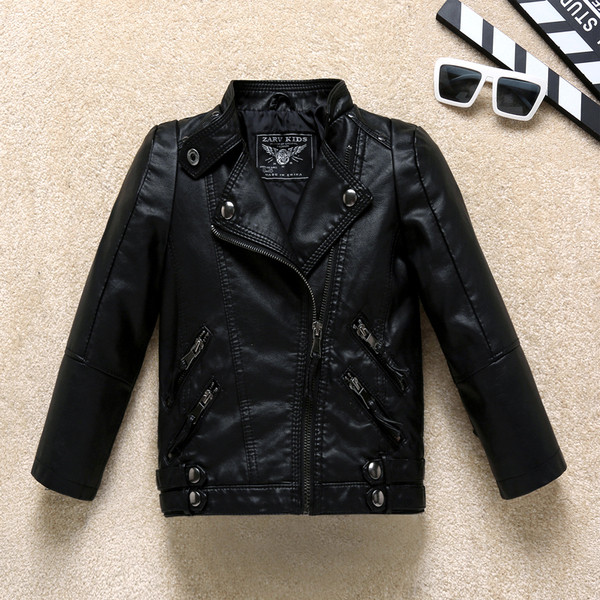 Δερμάτινι μπουφάν για αγόρια με φερμουάρ σε ροζ και μαύρο χρώμα