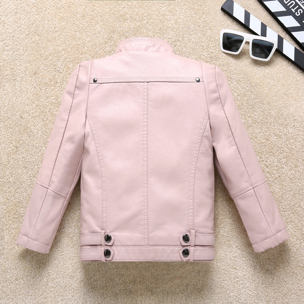 Δερμάτινι μπουφάν για αγόρια με φερμουάρ σε ροζ και μαύρο χρώμα