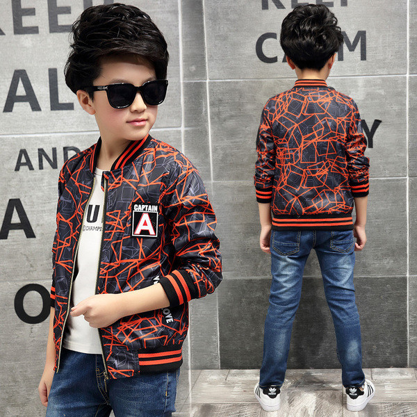 Αθλητικό παιδικό μπουφάν για αγόρια με έγχρωμο μοτίβο - τρία χρώματα