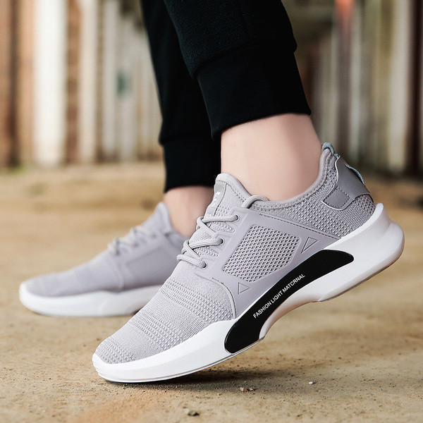 Ανδρικά πάνινα παπούτσια  - αναπνεύσιμα σε μαύρο και γκρι χρώμα