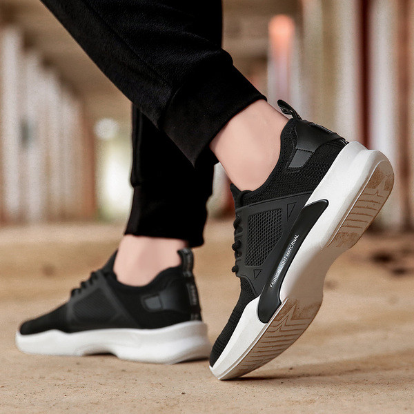 Ανδρικά πάνινα παπούτσια  - αναπνεύσιμα σε μαύρο και γκρι χρώμα