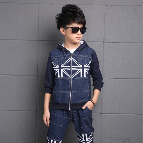 Стилен детски комплект за момчета - суичър + панталон, в два цвята