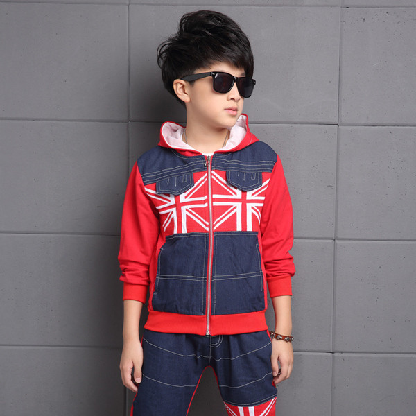 Стилен детски комплект за момчета - суичър + панталон, в два цвята