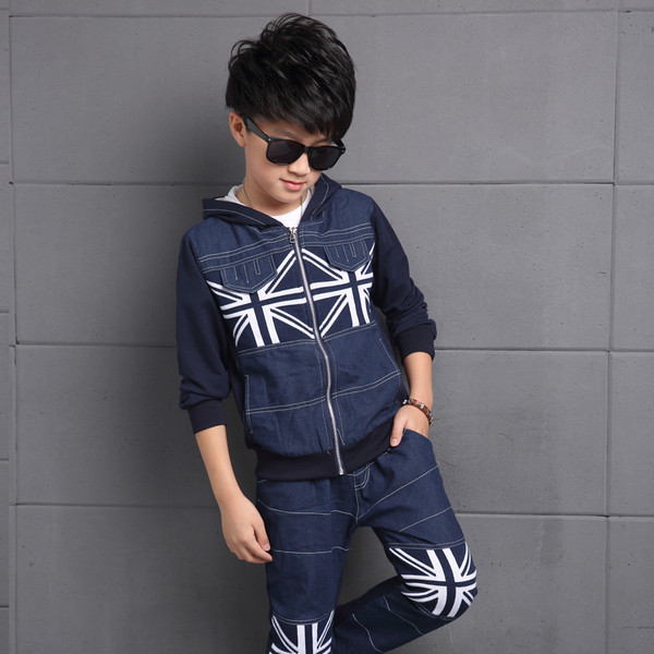 Стилен детски комплект за момчета - суичър + панталон, в два цвята