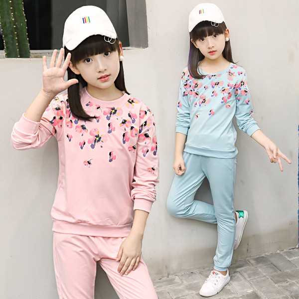 Παιδικό σετ για κορίτσια με λουλουδάτο δικαίωμα σε μπλε και ροζ χρώμα