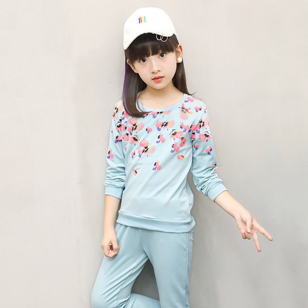 Παιδικό σετ για κορίτσια με λουλουδάτο δικαίωμα σε μπλε και ροζ χρώμα