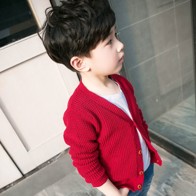 Πλεκτή ζακέτα για αγόρια σε κίτρινο και κόκκινο χρώμα