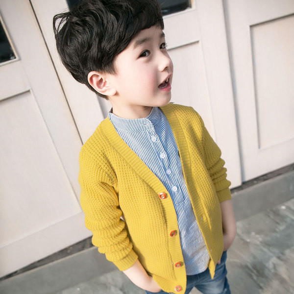 Πλεκτή ζακέτα  για αγόρια σε κίτρινο και κόκκινο χρώμα