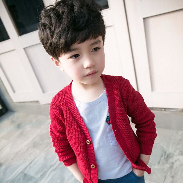 Πλεκτή ζακέτα  για αγόρια σε κίτρινο και κόκκινο χρώμα