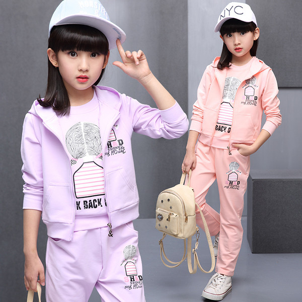 Παιδική αθλητική φόρμα για κορίτσια σε τρία χρώματα με εκτύπωση