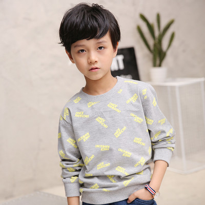 Καθημερινή παιδική μπλούζα με επιγραφές για αγόρια, σε γκρι και μαύρο χρώμα