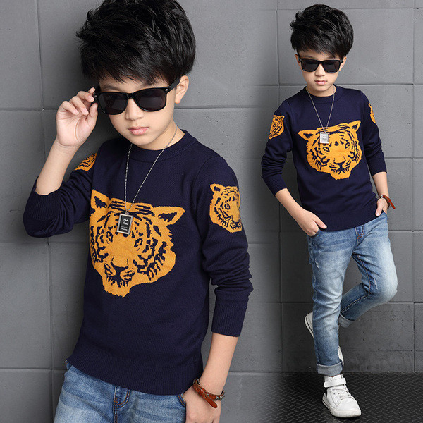 Κομψό πουλόβερ για αγόρια με εικόνα τίγρης