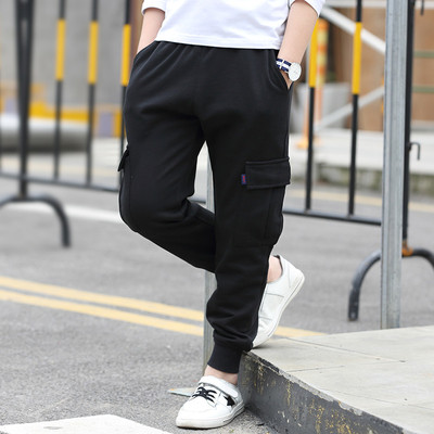 Αθλητικά παντελόνια για αγόρια με τσέπες σε μαύρο και γκρι