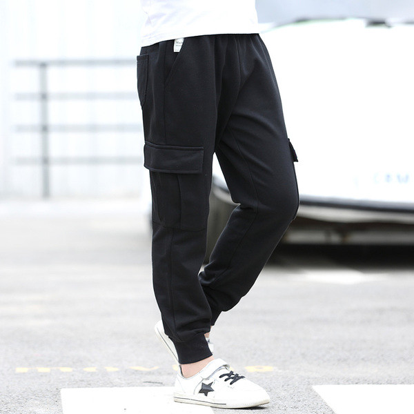 Αθλητικά παντελόνια για αγόρια με τσέπες σε  μαύρο και γκρι