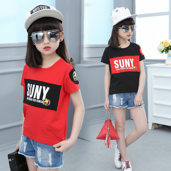 Ευρεία παιδική μπλούζα για κορίτσια, σε τρία χρώματα με επιγραφή