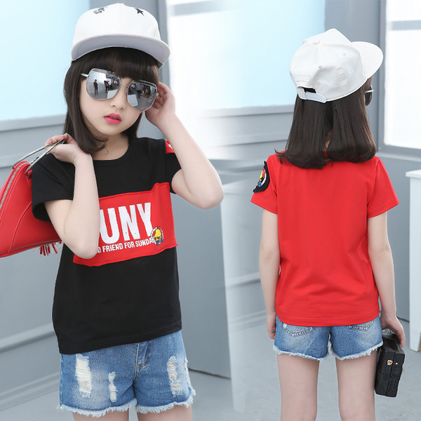 Ευρεία παιδική μπλούζα για κορίτσια, σε τρία χρώματα με επιγραφή