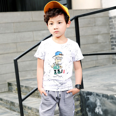 T-Shirt για αγόρια σε μπλε και άσπρο με μια εικόνα