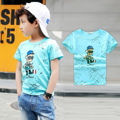 T-Shirt για αγόρια σε μπλε και άσπρο με μια εικόνα