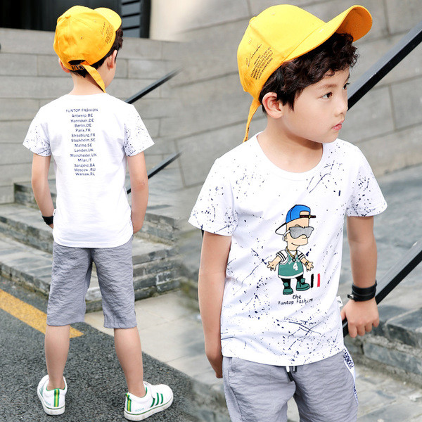 T-Shirt για αγόρια σε μπλε και άσπρο με μια εικόνα