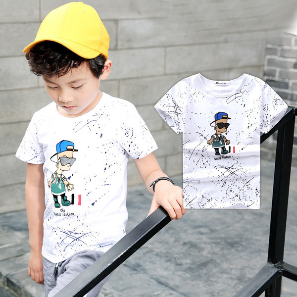 T-Shirt για αγόρια σε μπλε και άσπρο με μια εικόνα